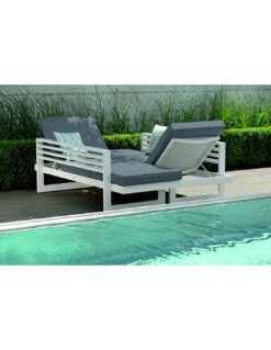Canapé Bain De Soleil Lounge New Holly - Blanc Et Gris Satiné -Salon De Jardin canape bain de soleil lounge new holly 2