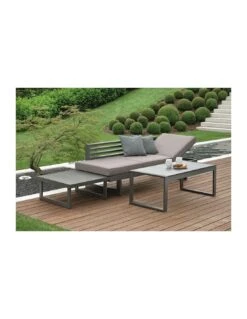 Canapé Bain De Soleil Lounge New Holly - Blanc Et Gris Satiné -Salon De Jardin canape bain de soleil lounge new holly 3