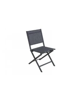 Chaise De Jardin Pliante Censo - Aluminium Toile PVC - Anthracite Chiné