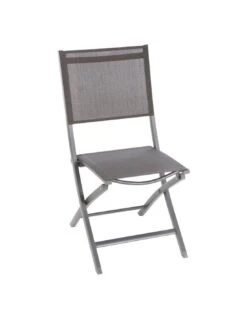 Salon De Jardin 30 Chaise De Jardin Pliante Essentia Graphite - Aluminium Et Texaline - Graphite / Anthracite