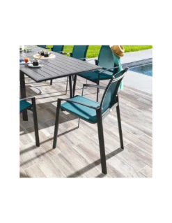 Chaise Empilable Axant Anthracite / Bleu Canard -Salon De Jardin chaise empilable axant anthracite bleu canard 2