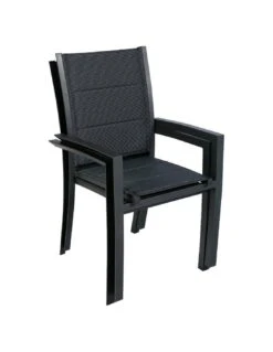 Fauteuil De Jardin Allure Empilable - Aluminium Et Texaline Matelassée - Graphite / Poivre -Salon De Jardin fauteuil de jardin allure empilable aluminium et texaline matelassee graphite poivre 1
