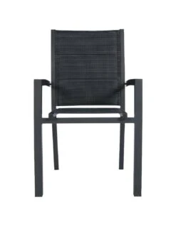 Fauteuil De Jardin Allure Empilable - Aluminium Et Texaline Matelassée - Graphite / Poivre -Salon De Jardin fauteuil de jardin allure empilable aluminium et texaline matelassee graphite poivre 4