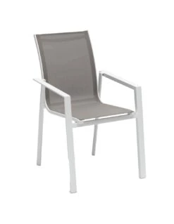 Fauteuil De Jardin Axiome - Aluminium Blanc Et Texaline Noisette