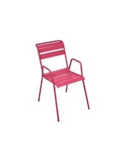 Salon De Jardin 6 Fauteuil De Jardin Bridge Monceau Empilable Métal - Rose Praline