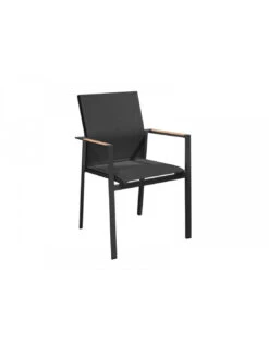 Fauteuil De Jardin Delia Empilable - Alu/Tpep/Acc - Graphite/noir