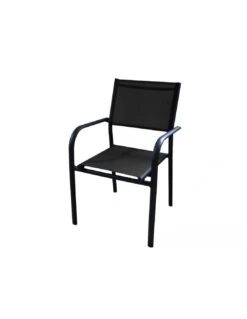 Fauteuil De Jardin Duca Empilable - Aluminium Et Toile - Graphite / Noir