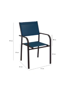 Fauteuil De Jardin Duca Empilable - Aluminium Et Toile - Graphite / Rouge -Salon De Jardin fauteuil de jardin duca empilable aluminium et toile 9