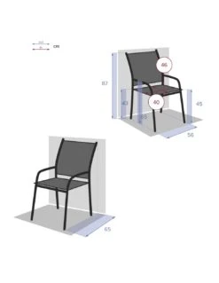 Fauteuil De Jardin Piazza Empilable - Aluminium Graphite - Graphite / Bleu Canard -Salon De Jardin fauteuil de jardin piazza empilable aluminium graphite graphite bleu canard 2