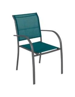 Fauteuil De Jardin Piazza Empilable - Aluminium Graphite - Graphite / Bleu Canard