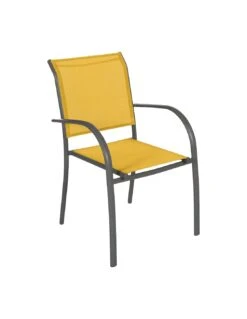 Fauteuil De Jardin Piazza Empilable - Aluminium Graphite - Graphite / Moutarde