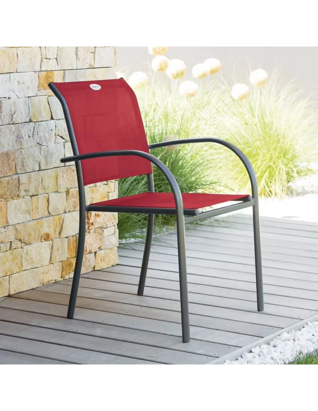 Fauteuil De Jardin Piazza Empilable - Aluminium Graphite - Grenade 4 Fauteuil De Jardin Piazza Empilable - Aluminium Graphite - Grenade â Image 2