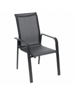 Fauteuil Dossier Haut Empilable Essentia - Aluminium Graphite -Salon De Jardin fauteuil dossier haut empilable essentia aluminium graphite 1
