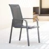 Fauteuil Dossier Haut Empilable Essentia - Aluminium Graphite -Salon De Jardin fauteuil dossier haut empilable essentia aluminium graphite