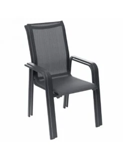 Fauteuil Dossier Haut Empilable Essentia - Aluminium Graphite -Salon De Jardin fauteuil dossier haut empilable essentia aluminium graphite 2