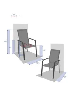 Fauteuil Dossier Haut Empilable Essentia - Aluminium Graphite -Salon De Jardin fauteuil dossier haut empilable essentia aluminium graphite 3