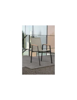 Fauteuil New Top - Noir Mat Textilène Gris Lin 8 Fauteuil New Top - Noir Mat Textilène Gris Lin -Salon De Jardin fauteuil new top plusieurs coloris 5