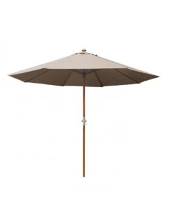 Parasol Bois Ø300 Cm Ouverture à Manivelle En 3 Coloris - Taupe