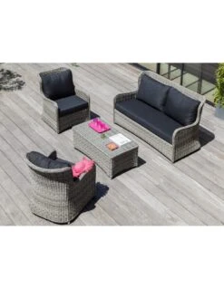 Salon De Jardin Denver - Aluminium Et Résine Tressée