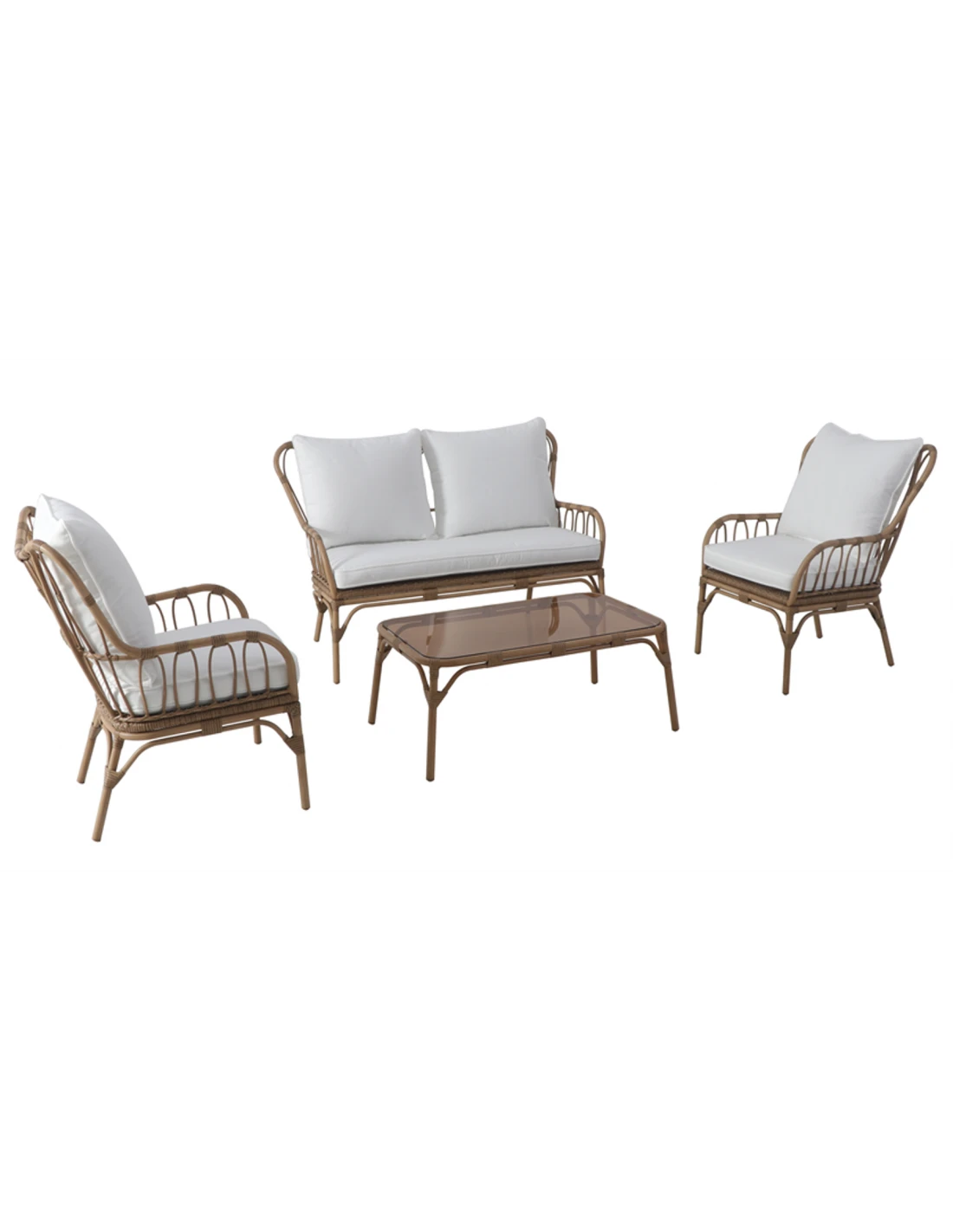 Salon De Jardin Linho 4 Personnes En Aluminium Imitation Bambou Et Résine - Blanc 3 Salon De Jardin Linho 4 Personnes En Aluminium Imitation Bambou Et Résine - Blanc